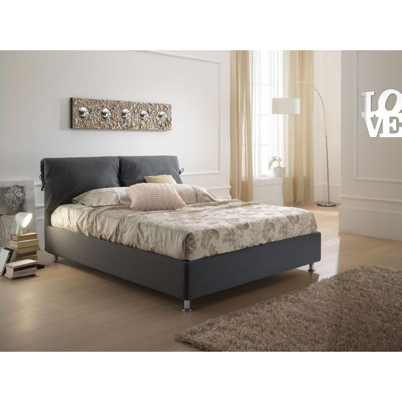 ROXY letto singolo tessile imbottito con o senza contenitore Scegli la  STRUTTURA DEL TUO LETTO IMBOTTITO giroletto basso